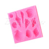 Fondant Mould Conch, Sea Star & Shells 10 Cavity - Silicone Fondant Clay Marzipan Mould.