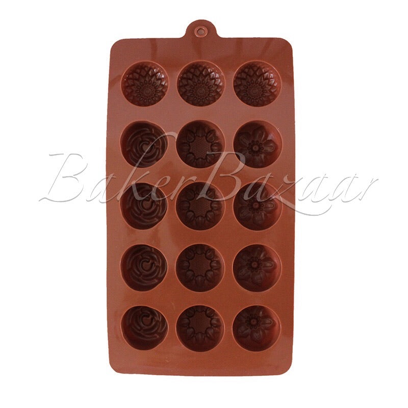 Chocolate Mould 4 Different Flower Shape Silicone  15 Cavity