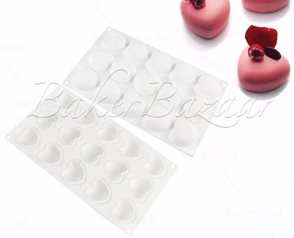 Silicone Mould 3D Medium Shape Hearts 15 Cavity - Chocolate Fondant Clay Marzipan Mould