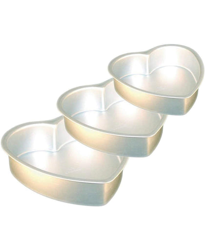 Aluminium Cake Baking Mould Heart Shaped Set of 3 Different Sizes