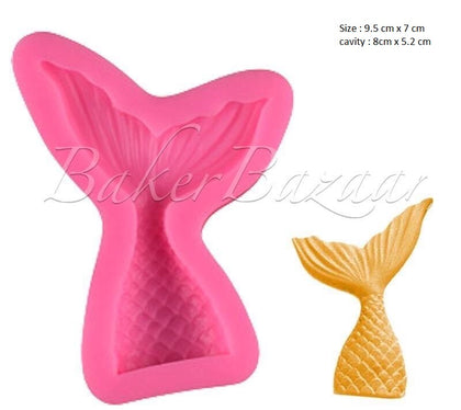 Fondant Mould Mermaid Tail Small Shape 1 Cavity - Silicone Fondant Clay Marzipan Mould.