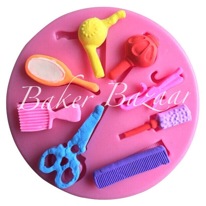 Fondant Mould Barber/Saloon kit Set- Silicone Fondant Clay Marzipan Mould.