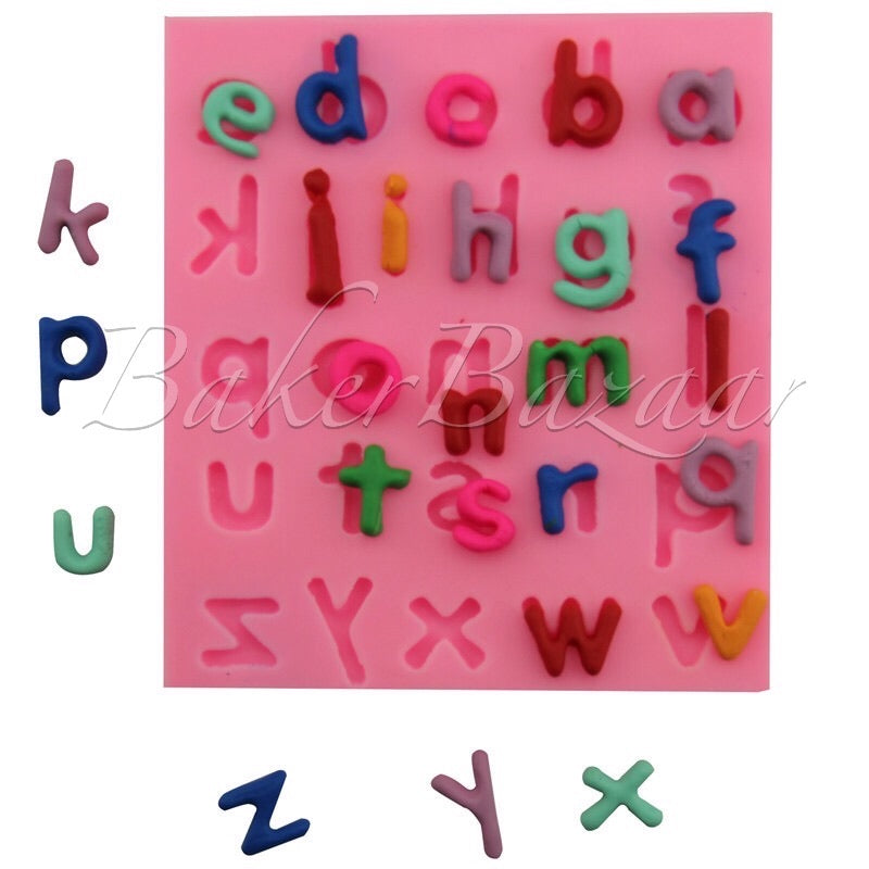 Small English Alphabets Shape Silicone Fondant Mould - Fondant Clay Marzipan Mould Cake Decorating DIY Tool.