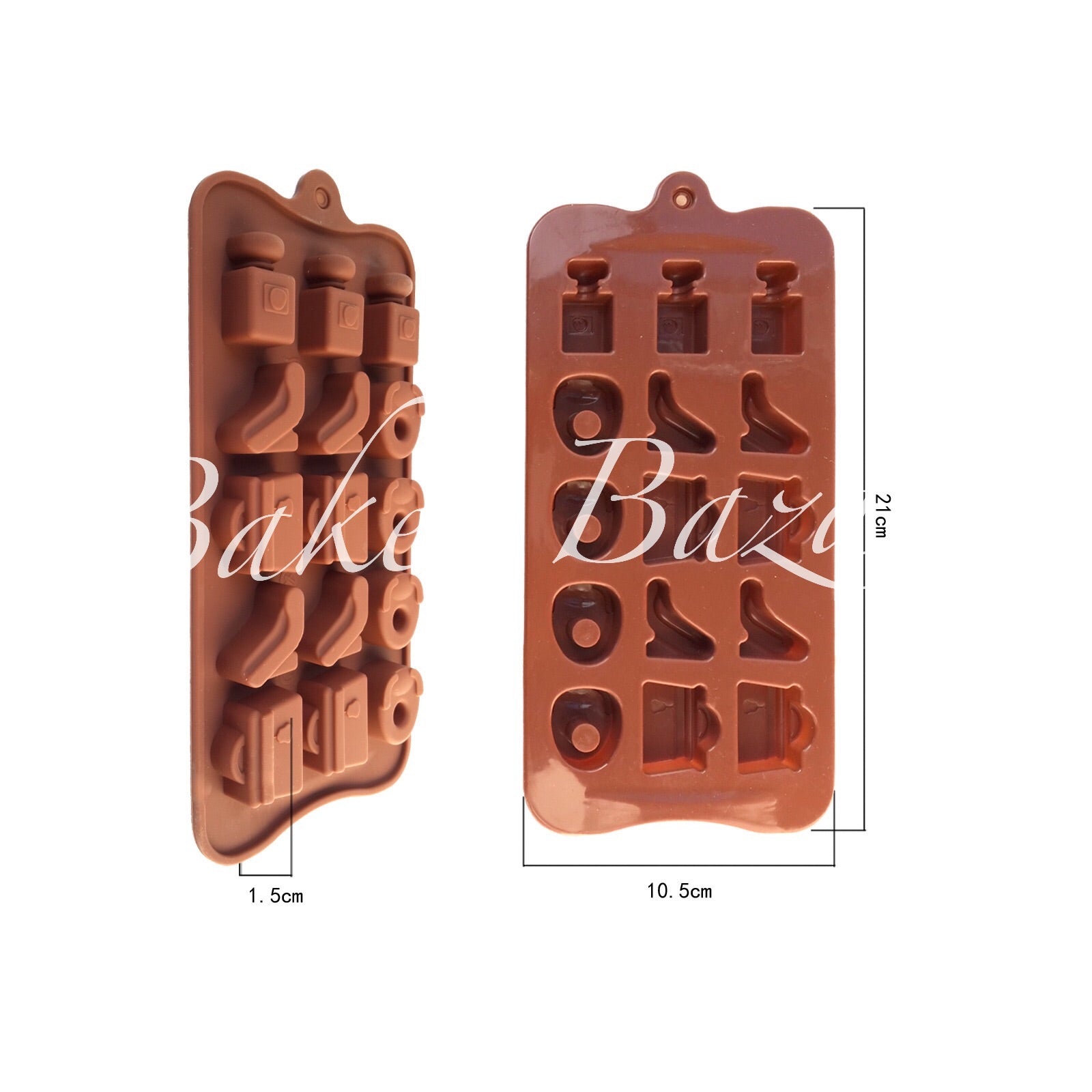 Chocolate Mould Ladies Bag, Sandals, Perfume Bottle Shapes Silicone 15 Cavity