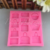 Fondant Mould Different Size & Shapes of Ladies Bag 11 Cavity - Silicone Fondant Clay Marzipan Mould.