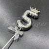 Number 5 Crown Style Plastic Cake Topper - Silver