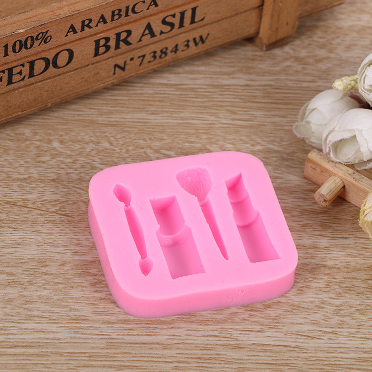 Make Up Kit Shape Silicone Fondant Mould 4 Cavity- Fondant Clay Marzipan Mould Cake Decorating DIY Tool.